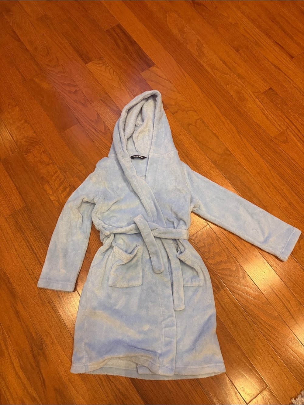 Land’s End Kids Plush Hooded Bathrobe - Light Blue